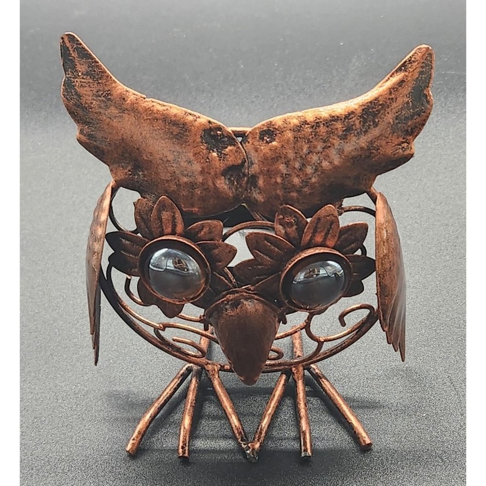 Copper Owl Candle Tealight Holder Cut Out Glow